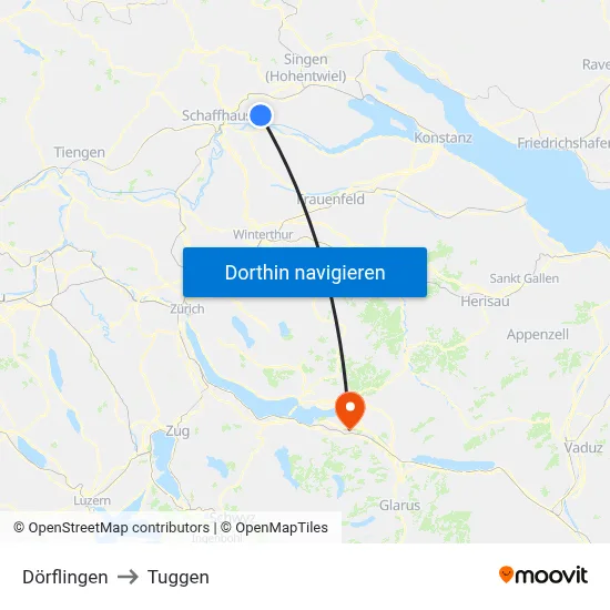 Dörflingen to Tuggen map