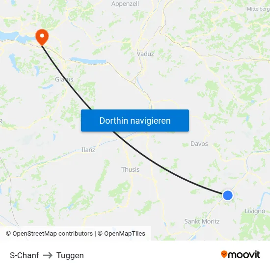 S-Chanf to Tuggen map