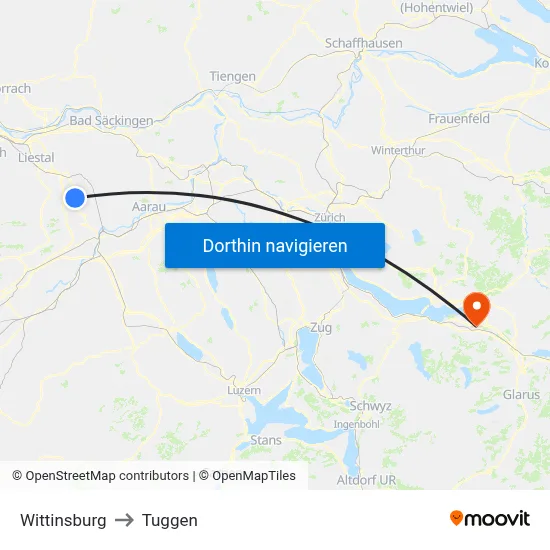 Wittinsburg to Tuggen map