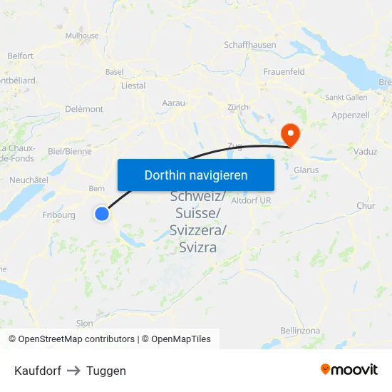 Kaufdorf to Tuggen map