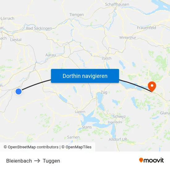 Bleienbach to Tuggen map