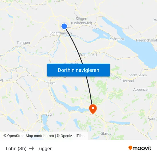 Lohn (Sh) to Tuggen map