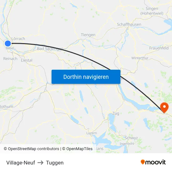 Village-Neuf to Tuggen map