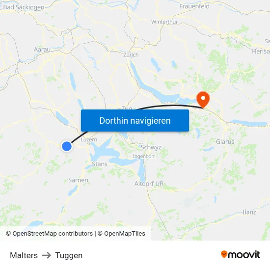 Malters to Tuggen map