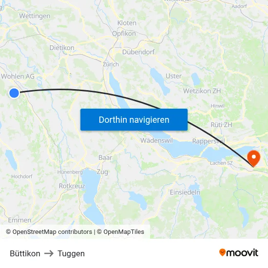 Büttikon to Tuggen map