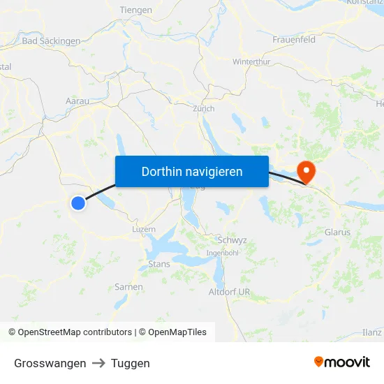 Grosswangen to Tuggen map
