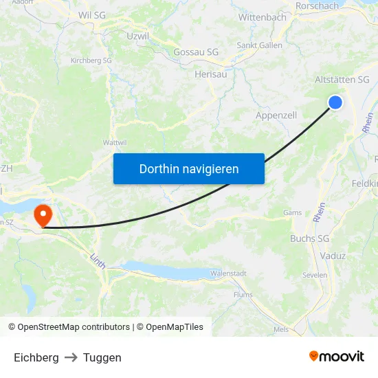 Eichberg to Tuggen map
