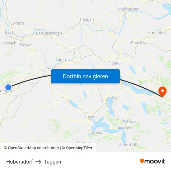 Hubersdorf to Tuggen map