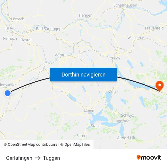 Gerlafingen to Tuggen map