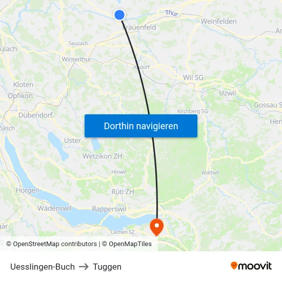 Uesslingen-Buch to Tuggen map