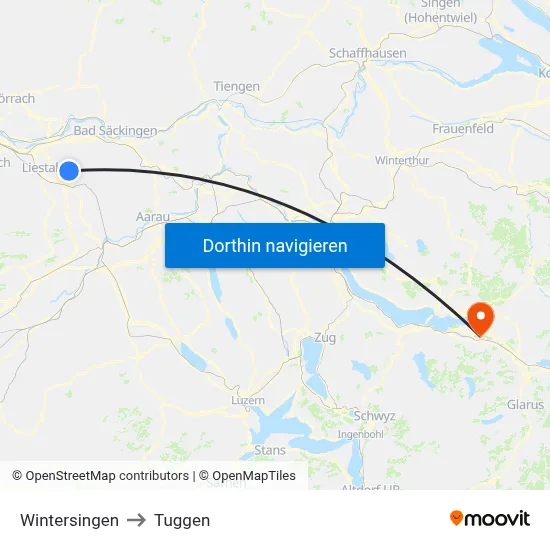 Wintersingen to Tuggen map