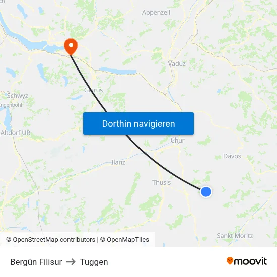 Bergün Filisur to Tuggen map