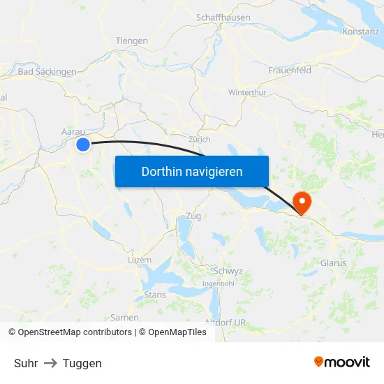 Suhr to Tuggen map