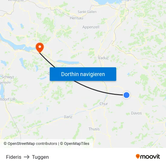 Fideris to Tuggen map