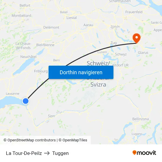 La Tour-De-Peilz to Tuggen map