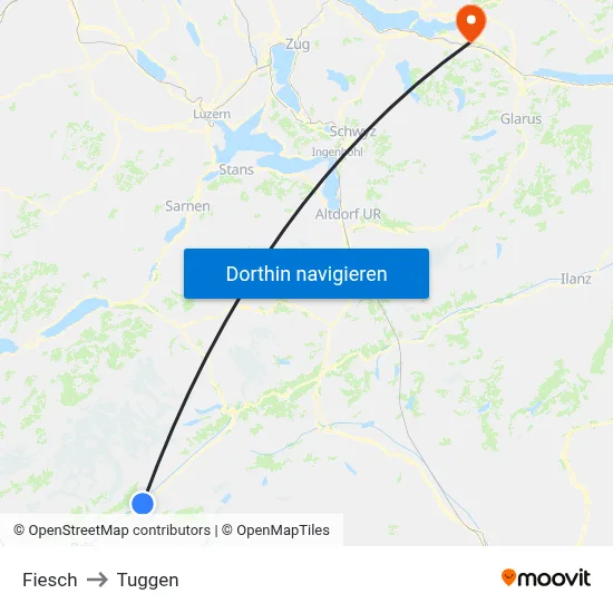 Fiesch to Tuggen map