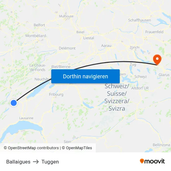 Ballaigues to Tuggen map