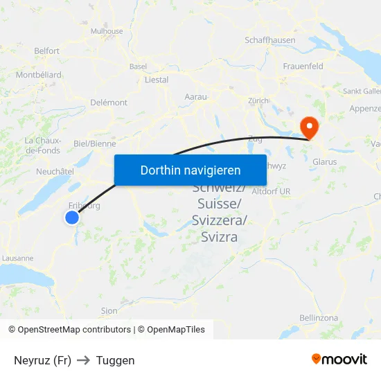 Neyruz (Fr) to Tuggen map