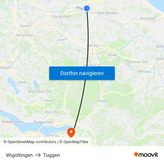 Wigoltingen to Tuggen map