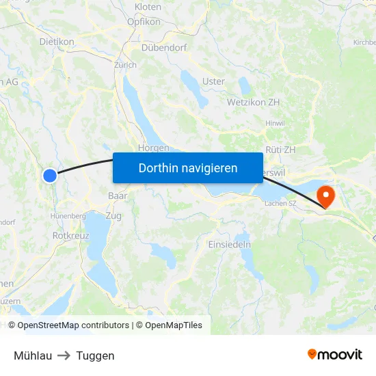 Mühlau to Tuggen map