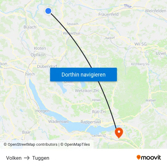 Volken to Tuggen map