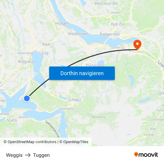 Weggis to Tuggen map