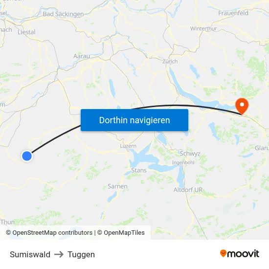 Sumiswald to Tuggen map