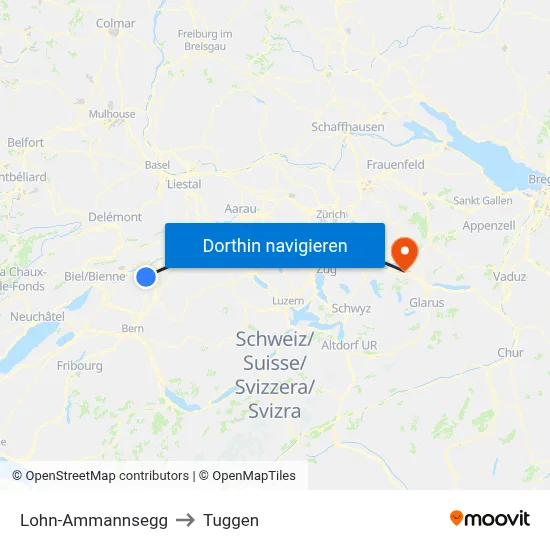 Lohn-Ammannsegg to Tuggen map