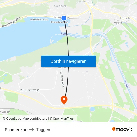 Schmerikon to Tuggen map