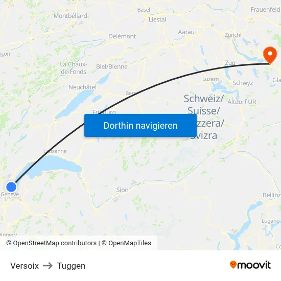 Versoix to Tuggen map