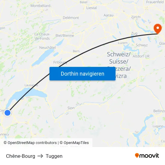 Chêne-Bourg to Tuggen map