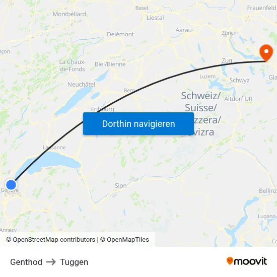 Genthod to Tuggen map