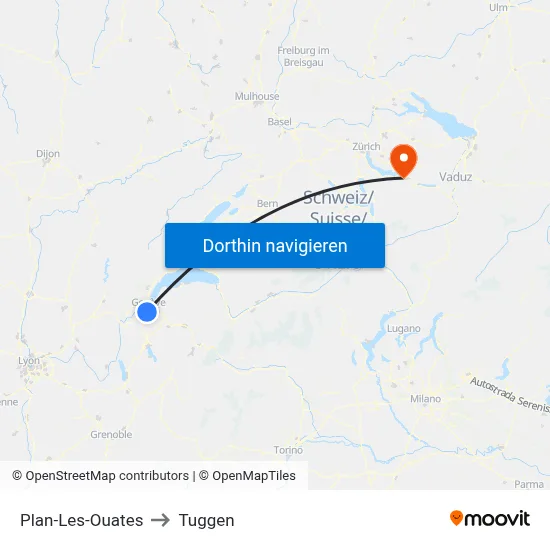 Plan-Les-Ouates to Tuggen map