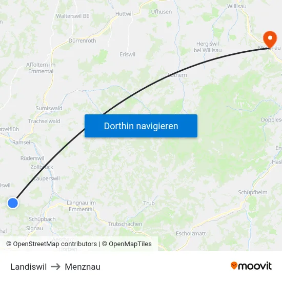 Landiswil to Menznau map