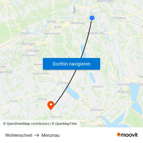 Wohlenschwil to Menznau map