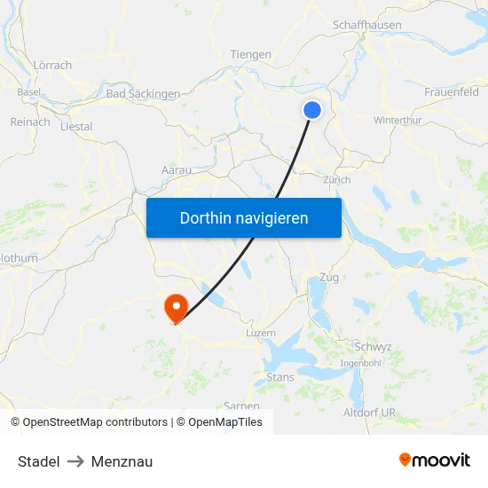 Stadel to Menznau map