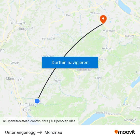 Unterlangenegg to Menznau map