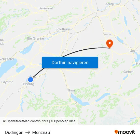 Düdingen to Menznau map