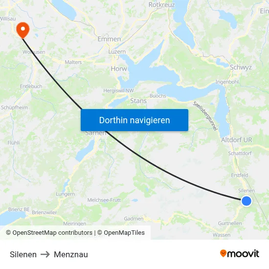 Silenen to Menznau map