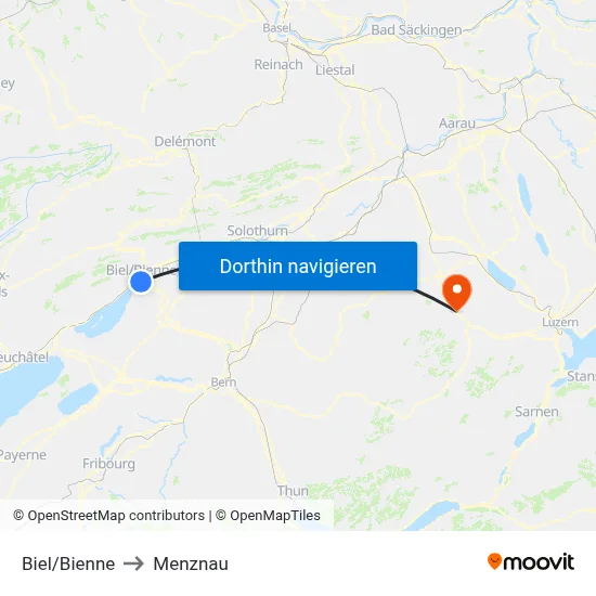 Biel/Bienne to Menznau map