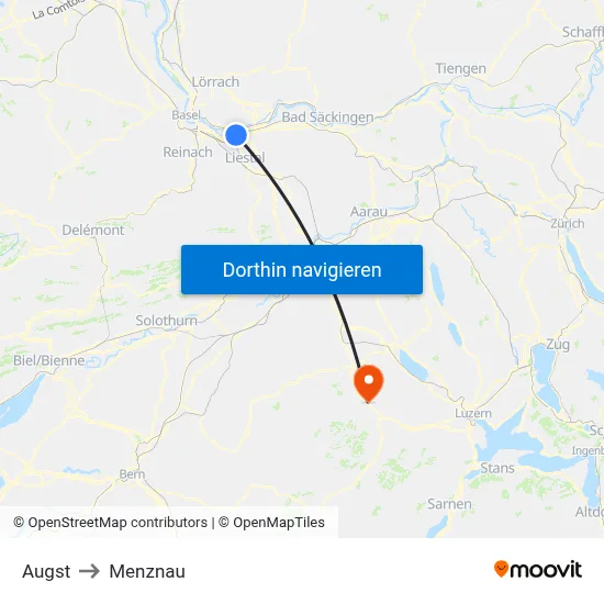 Augst to Menznau map
