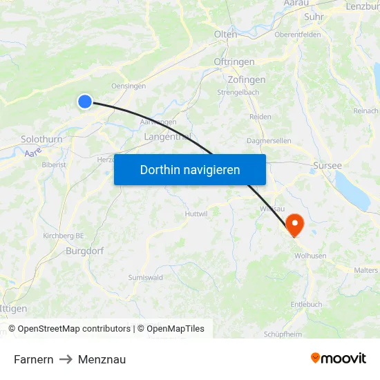 Farnern to Menznau map