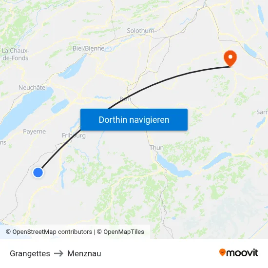 Grangettes to Menznau map