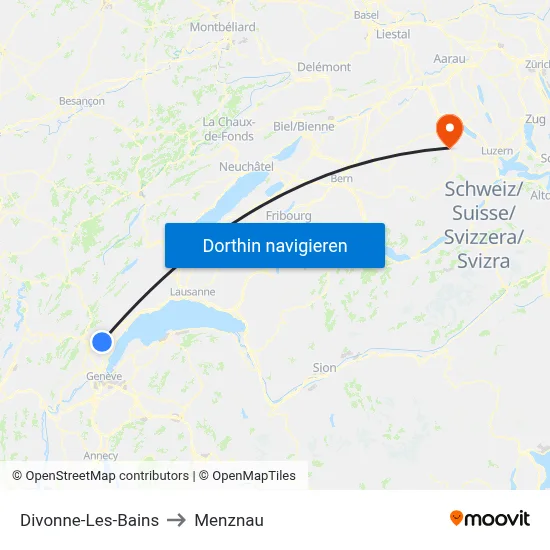Divonne-Les-Bains to Menznau map