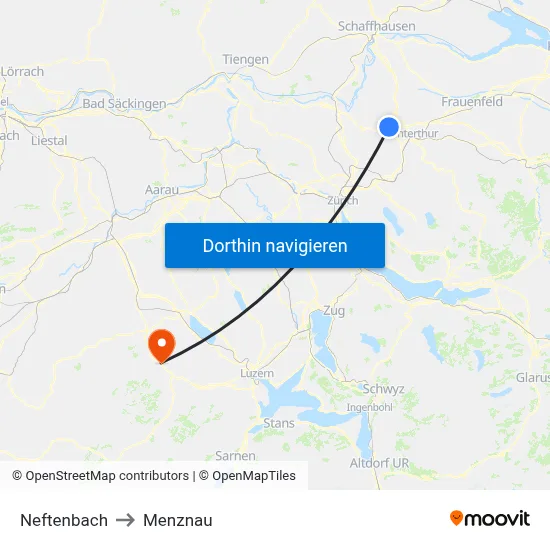 Neftenbach to Menznau map