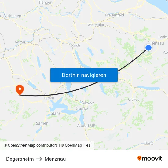 Degersheim to Menznau map