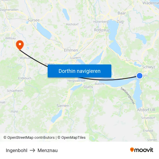 Ingenbohl to Menznau map