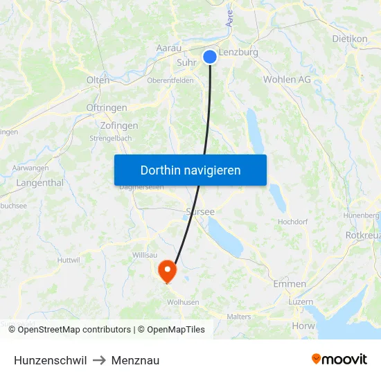 Hunzenschwil to Menznau map