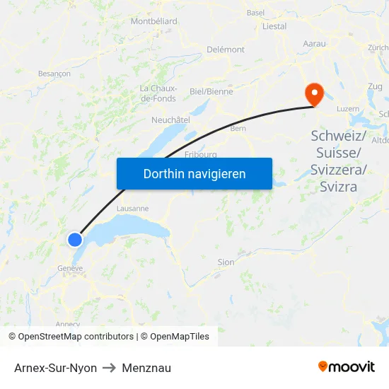 Arnex-Sur-Nyon to Menznau map