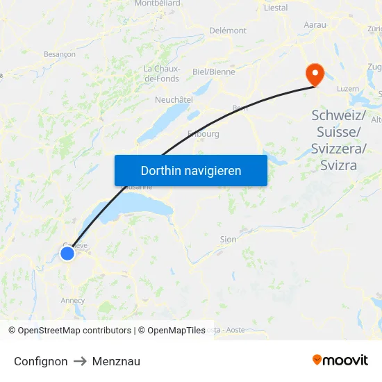 Confignon to Menznau map